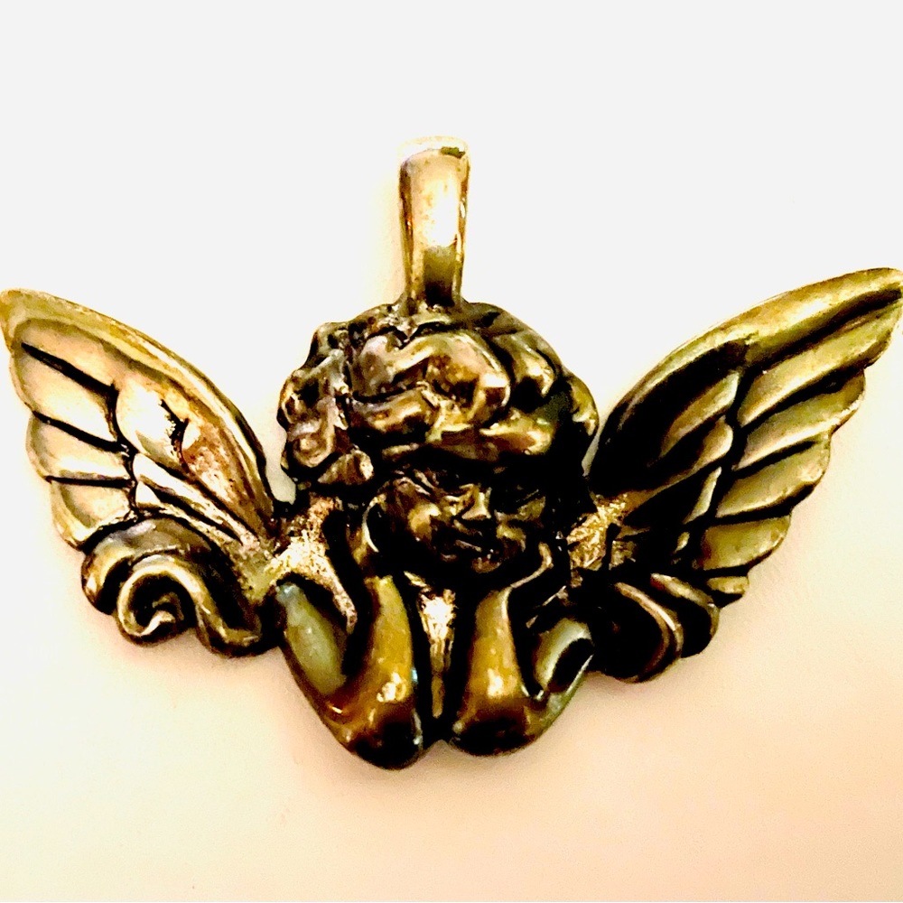 Vintage Gold Tone Angel Cherub Pendant for Necklace
